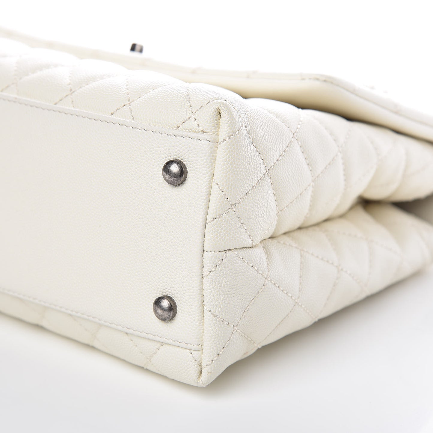 Caviar Lizard Quilted Medium Coco Handle Flap White