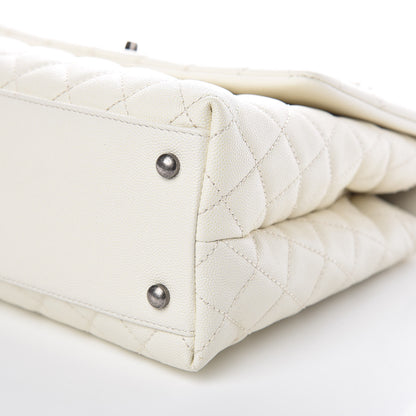 Chanel Caviar Lizard Quilted Medium Coco Handle Flap White 9 of 9