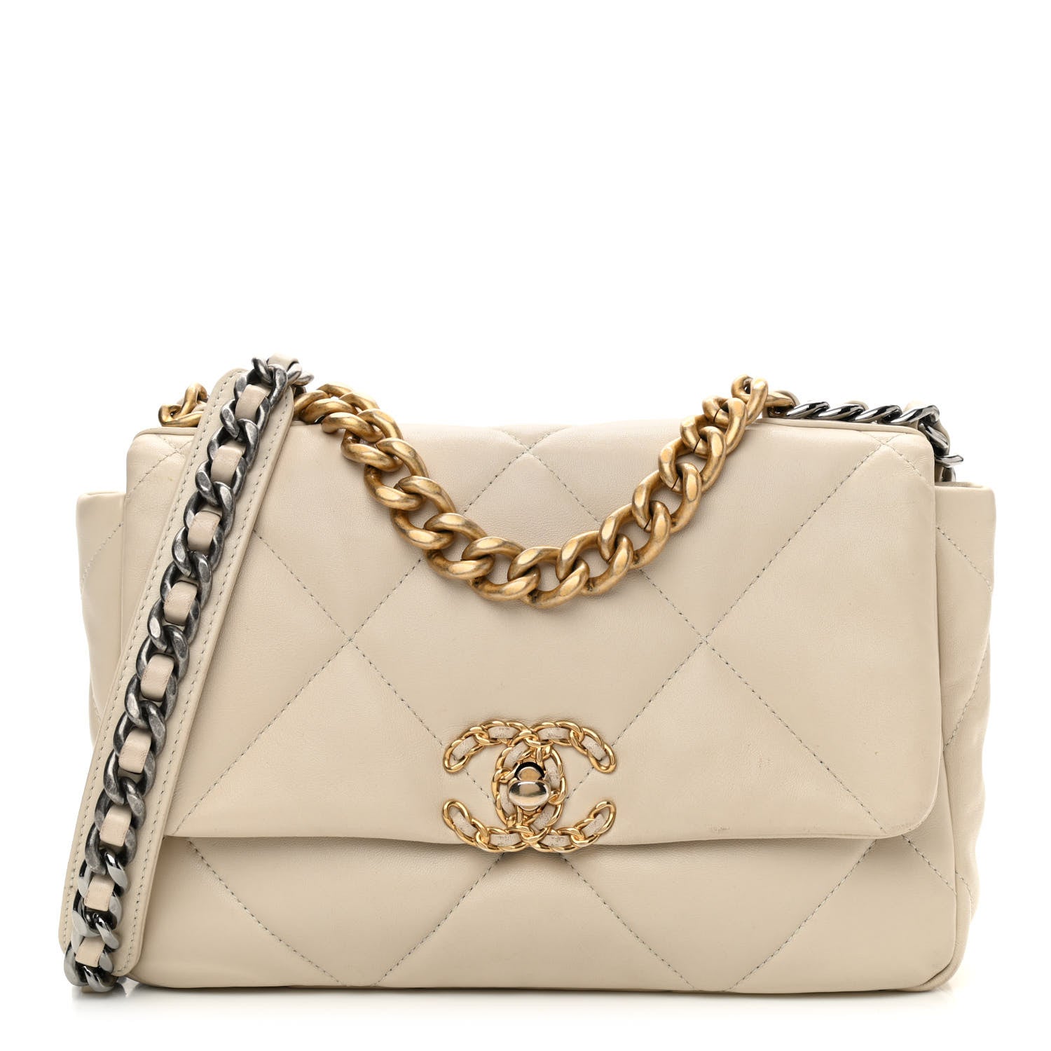 Chanel Lambskin Quilted Medium Chanel 19 Flap Light Beige 1 of 9