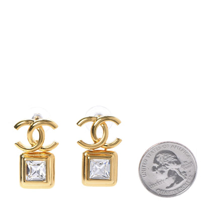 Chanel Large Crystal CC Drop Earrings Gold 2 of 4