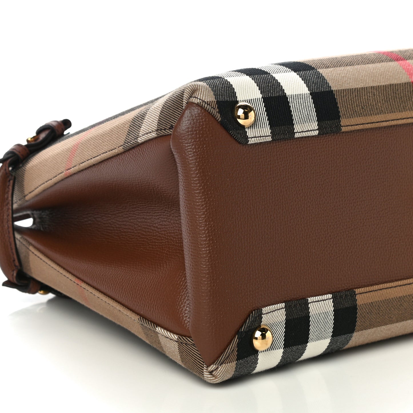 House Check Grainy Calfskin Medium Banner Tote Brown