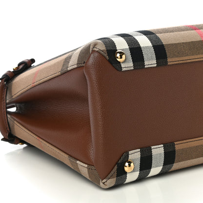 Burberry House Check Grainy Calfskin Medium Banner Tote Brown 12 of 13