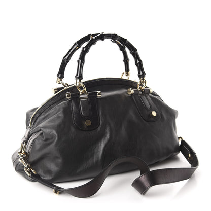 Gucci Calfskin Pop Bamboo Top Handle Tote Black 3 of 10