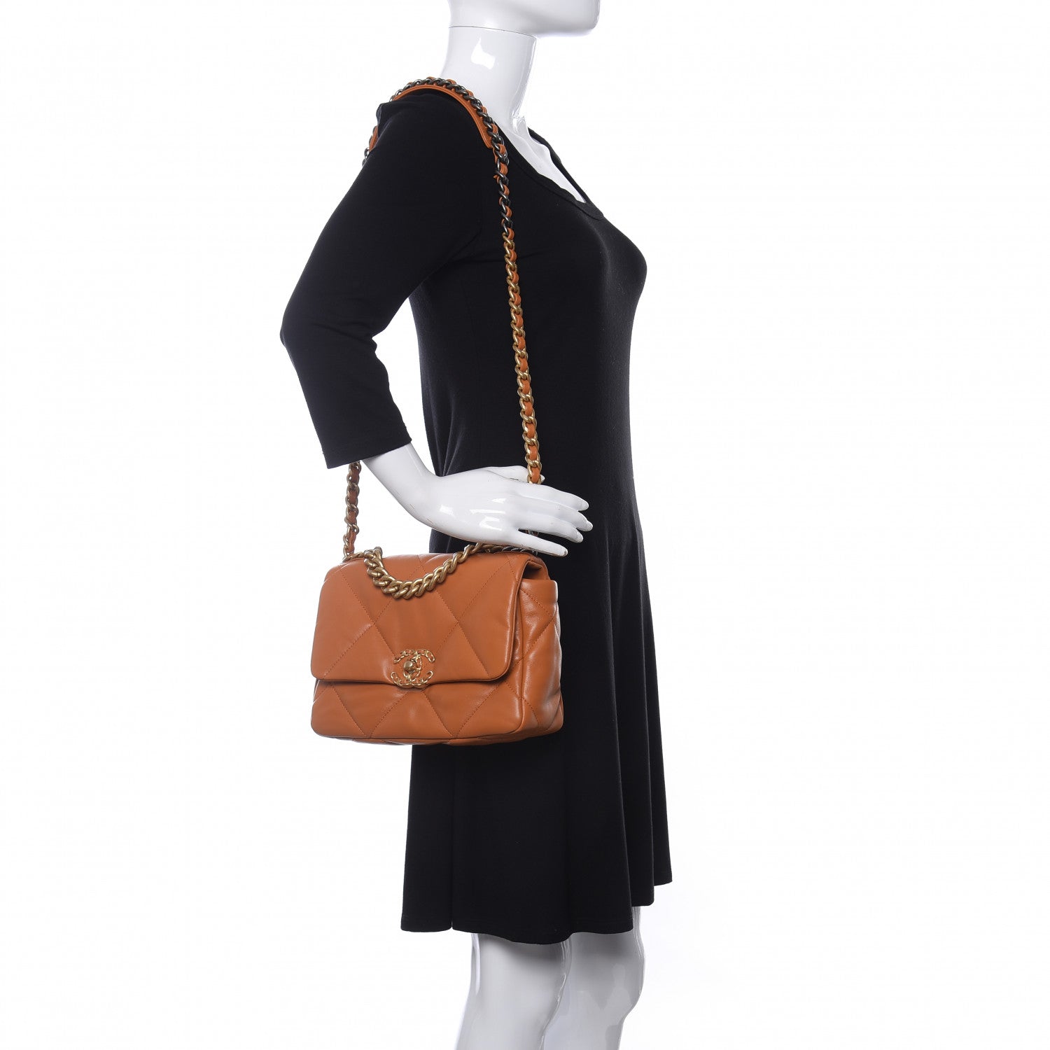 Chanel Lambskin Quilted Medium Chanel 19 Flap Light Brown 2 of 11