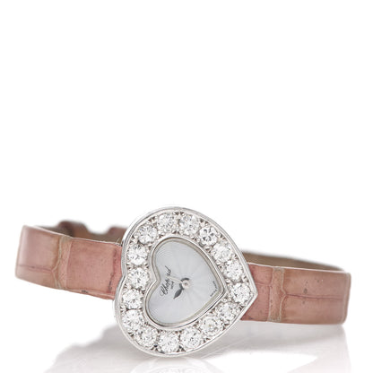 Chopard 18K White Gold Alligator Diamond Bezel 22mm Heart Quartz Watch 3 of 6