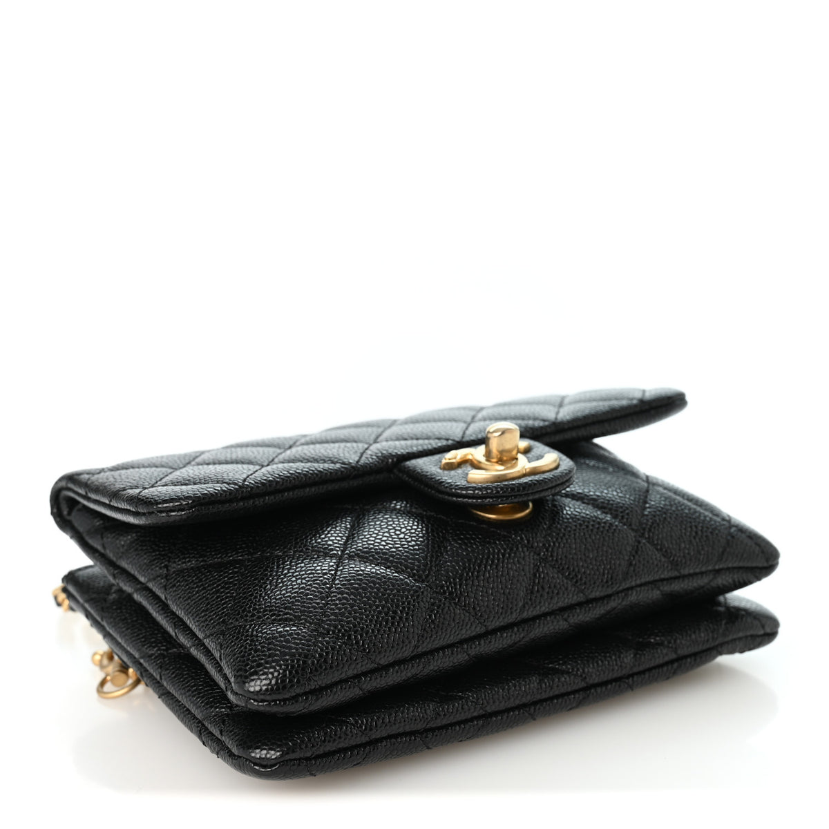 Shiny Caviar Pick Me Up Flap Belt Bag Black