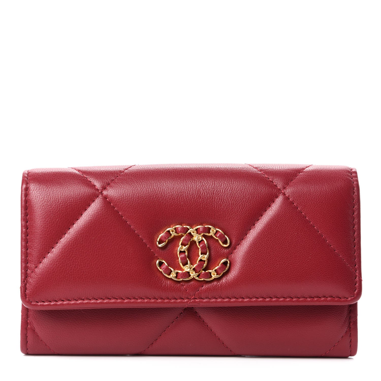 Chanel Goatskin Quilted Chanel 19 Flap Wallet Red 1 of 8