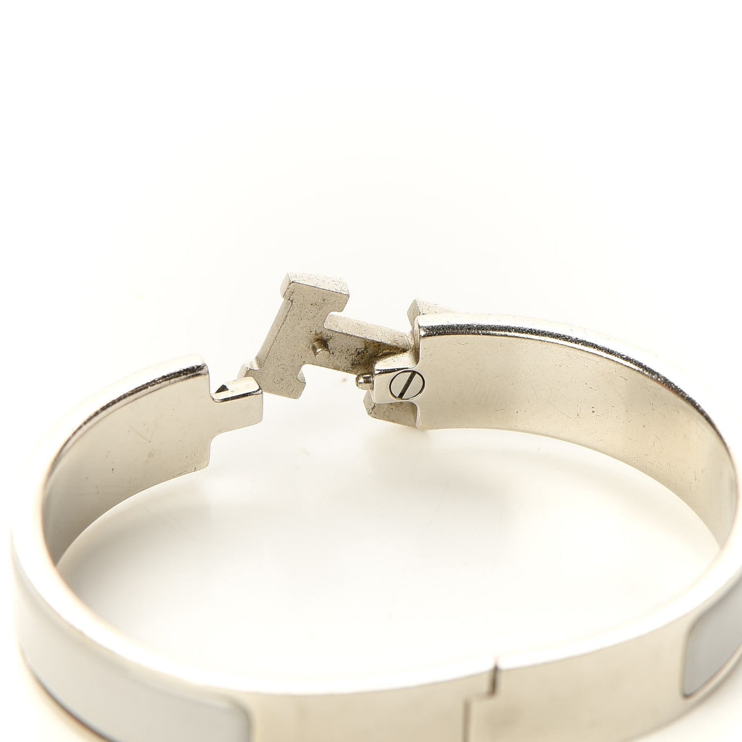 Enamel Narrow Clic Clac H Bracelet PM Blanc Gris Clair