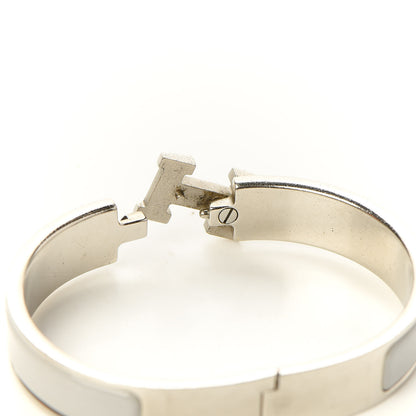 Hermes Enamel Narrow Clic Clac H Bracelet PM Blanc Gris Clair 4 of 7