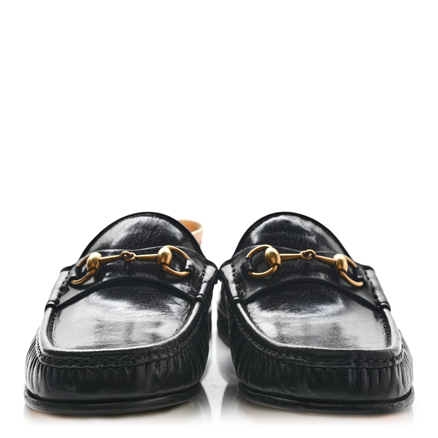 Goatskin Stripe Mens Horsebit Slingback Slippers 9 Black