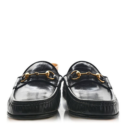 Gucci Goatskin Stripe Mens Horsebit Slingback Slippers 9 Black 2 of 10