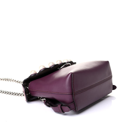 Fendi Vitello Century Pearl Bi-Color Scalloped Mini Back to School Backpack Amarone Black Cherry 3 of 8