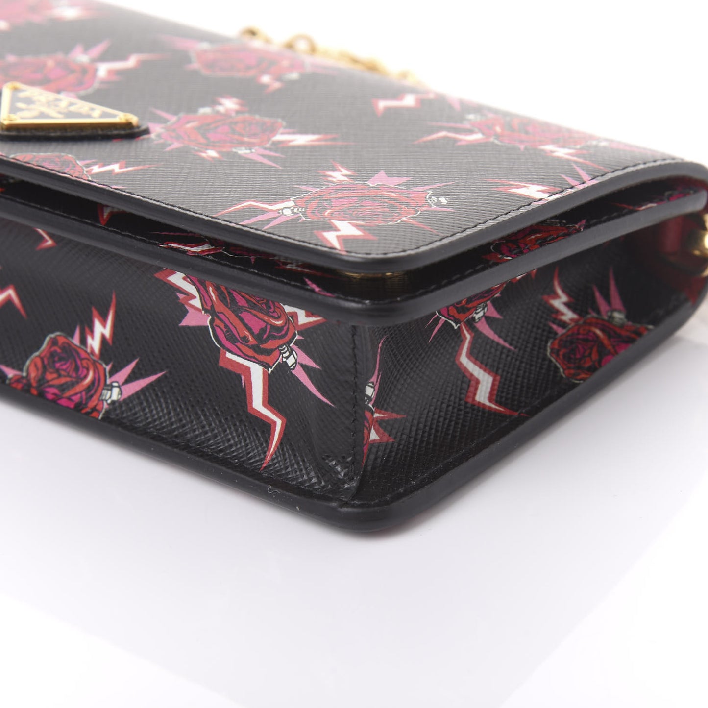 X UNIVERSAL STUDIOS Saffiano Frankenstein Rose Chain Wallet Lacca