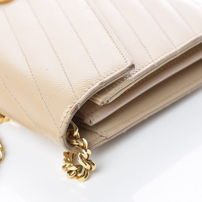 Saint Laurent Grain De Poudre Matelasse Chevron Monogram Chain Wallet Nude Powder 14 of 15