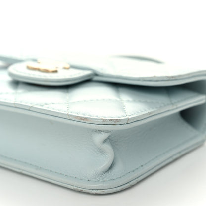 Chanel Lambskin Quilted Top Handle Flap Coin Purse With Chain Light Blue 11 of 15