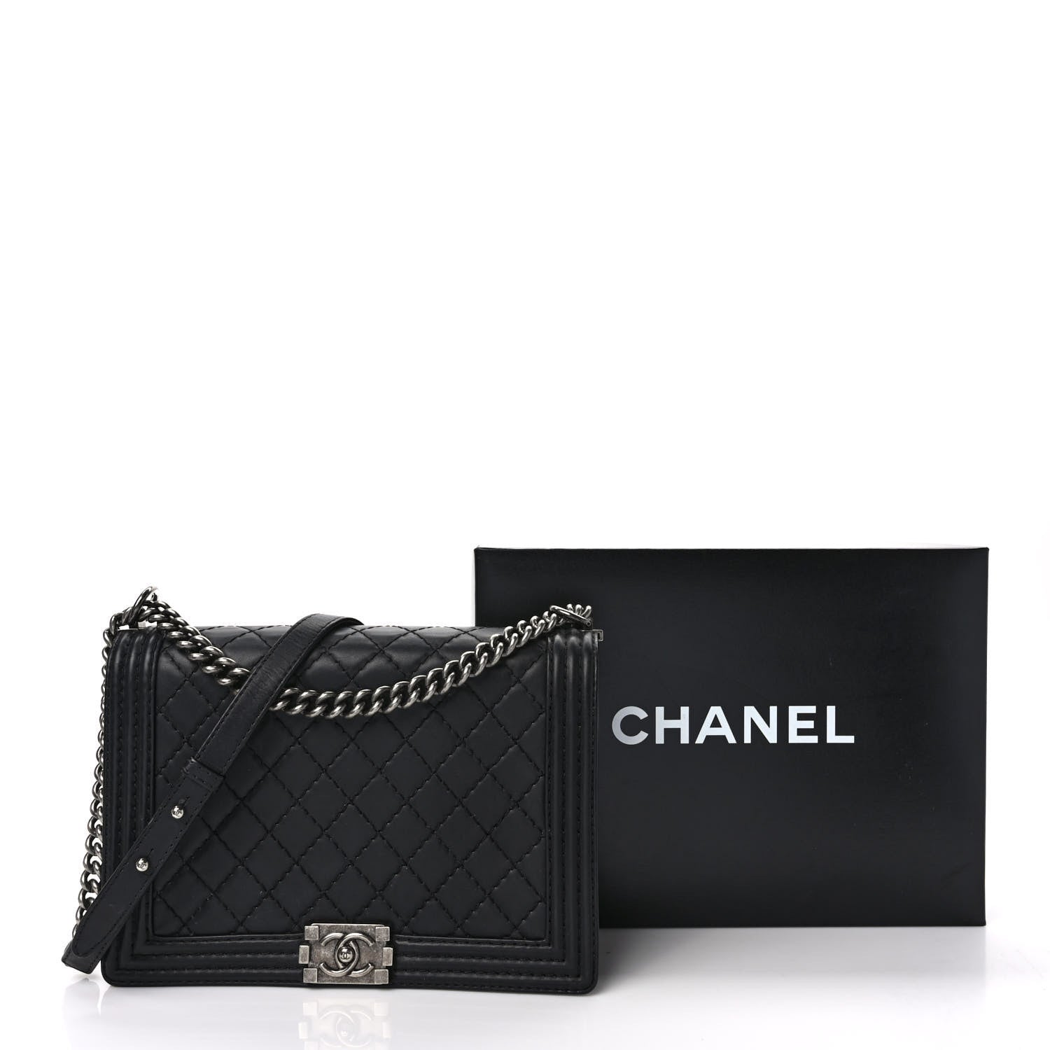 Chanel Calfskin Quilted Large Boy Flap Black 9 of 9