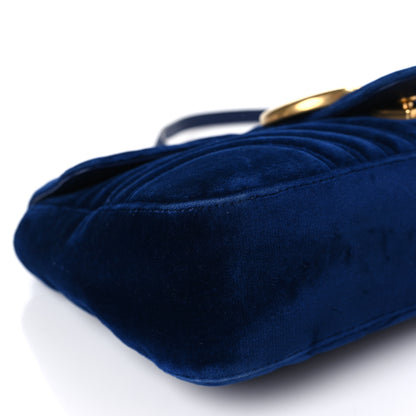 Gucci Velvet Matelasse Medium GG Marmont Shoulder Bag Cobalt Blue 8 of 9