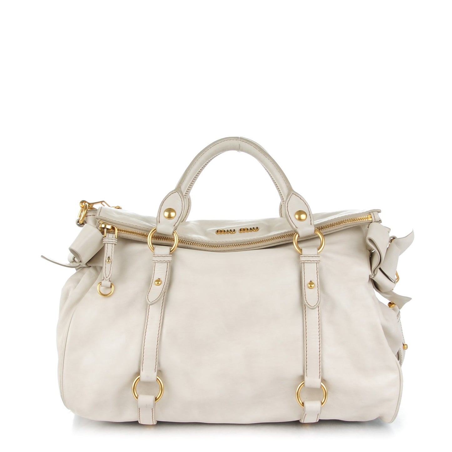 Vitello Lux Large Bow Bag Talco