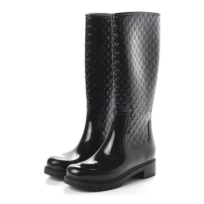 Louis Vuitton Rubber Embossed Monogram Splash Rain Boots 39 Black 3 of 7