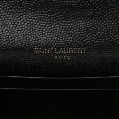 Saint Laurent Grain De Poudre Matelasse Chevron Small Monochrome Monogram Envelope Wallet Black 6 of 7