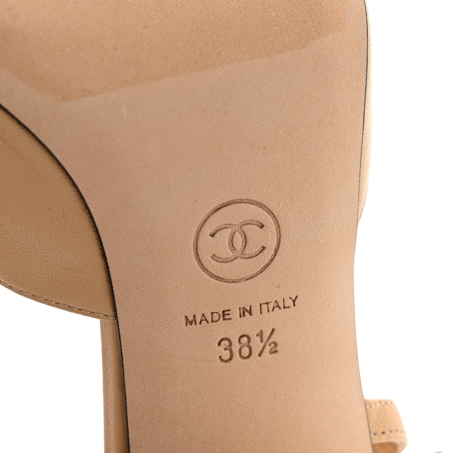 Chanel Goatskin Grosgrain Cap Toe CC Slingback Pumps 38.5 Beige Black 7 of 9
