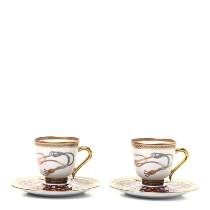Hermes Porcelain Cheval d'Orient Coffee Cup and Saucer Set of 2 1 of 8