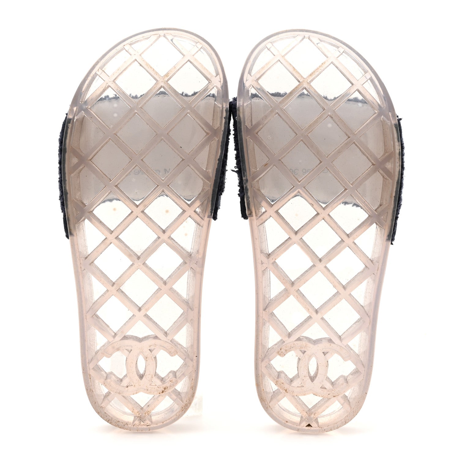Chanel PVC Transparent Fabric CC Flat Slide Sandals 36 Navy 6 of 9