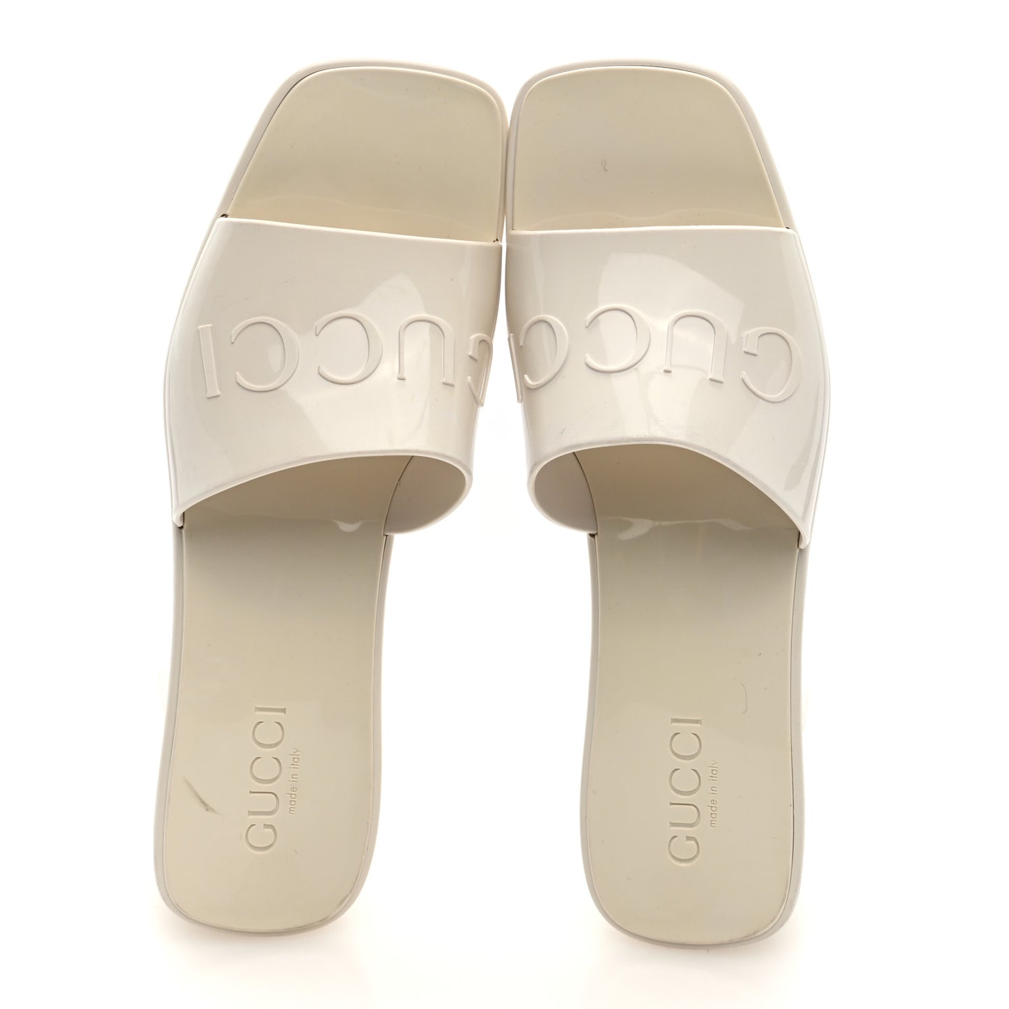 Rubber Gucci Logo Womens Platform 20/60mm Slide Sandals 38 Mystic White