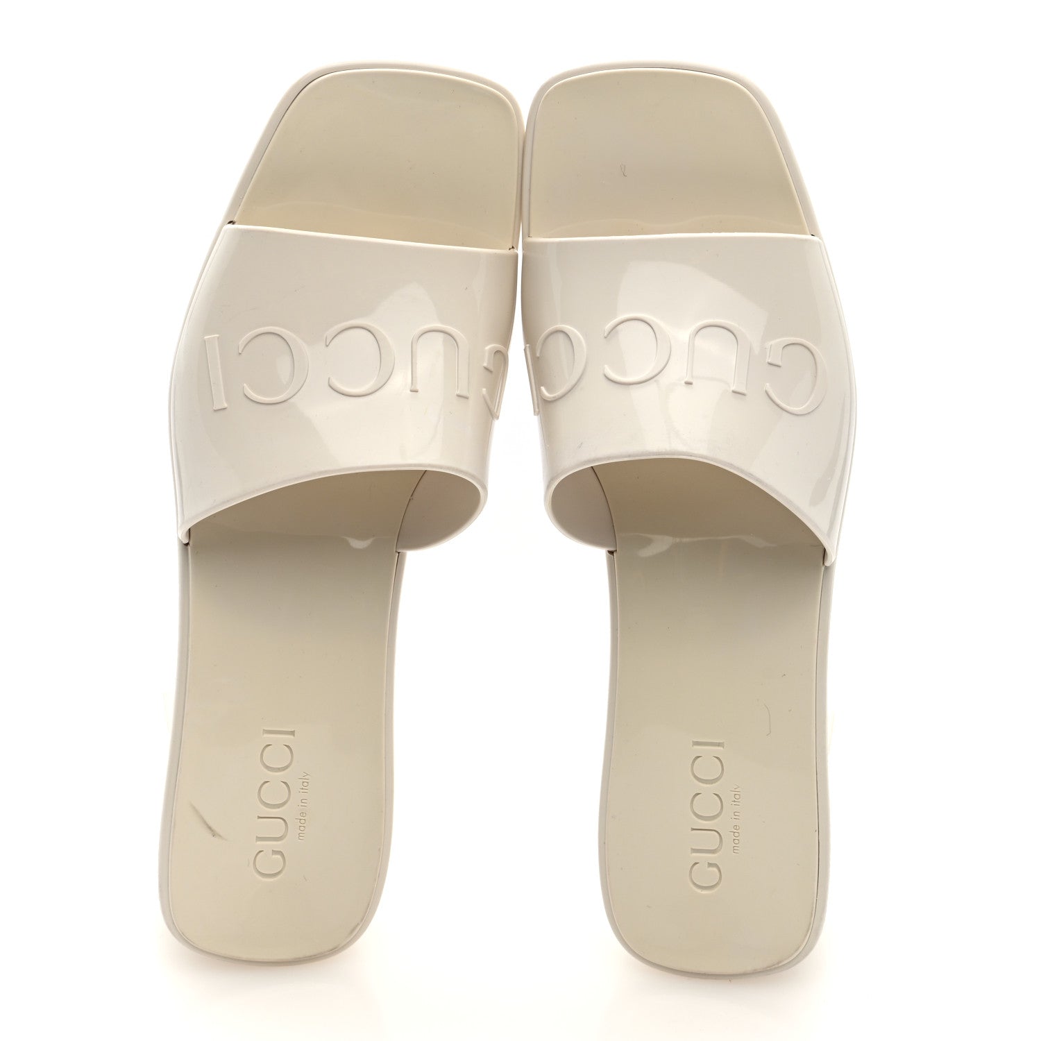 Gucci Rubber Gucci Logo Womens Platform 20/60mm Slide Sandals 38 Mystic White 2 of 8