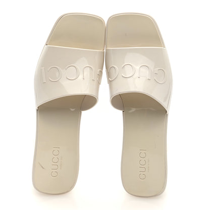Gucci Rubber Gucci Logo Womens Platform 20/60mm Slide Sandals 38 Mystic White 2 of 8