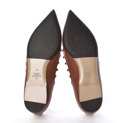 Valentino Garavani Pebbled Calfskin Rockstud Ballerina Flats 37 Light Cuir 5 of 13