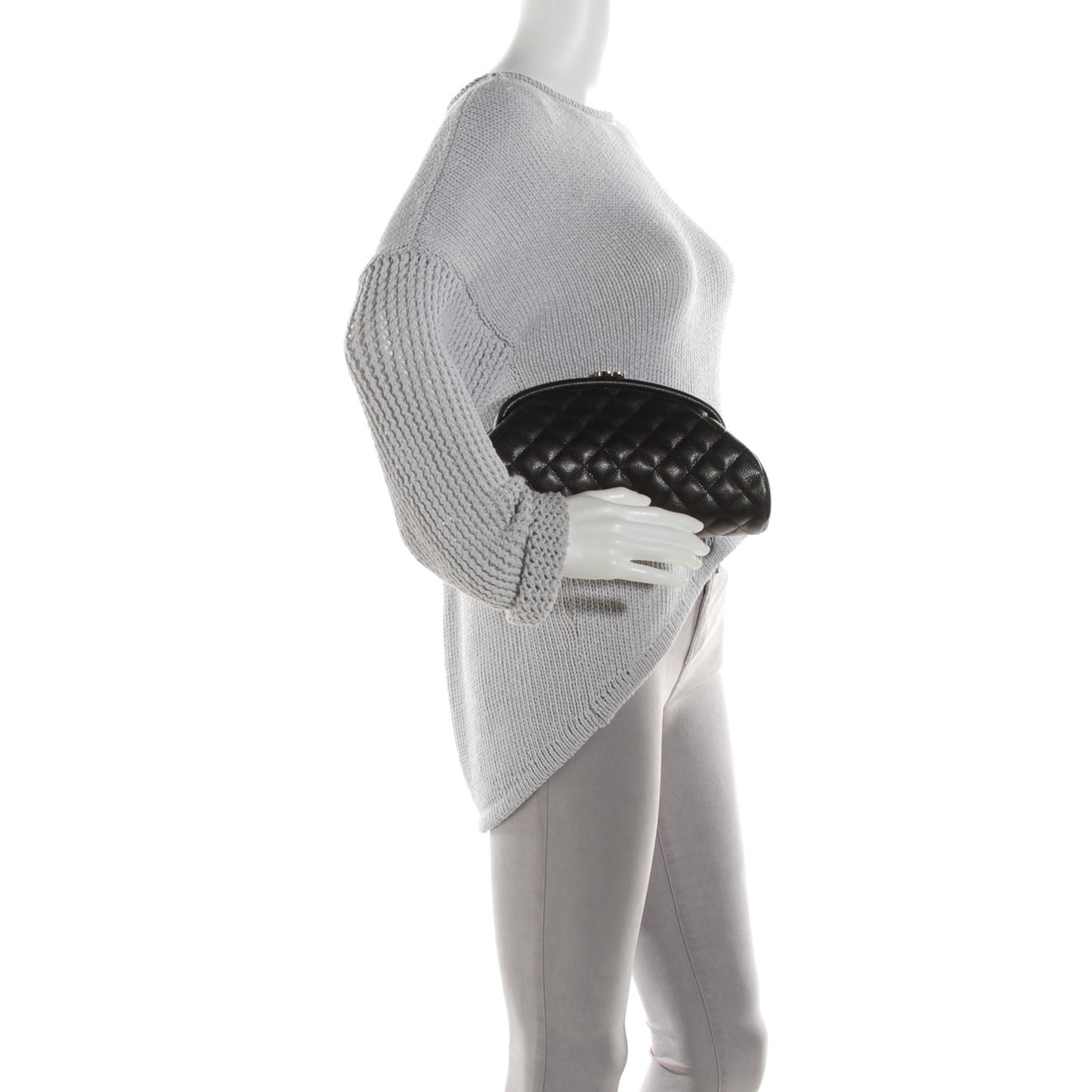 Caviar Quilted Timeless Clutch Dark Brown