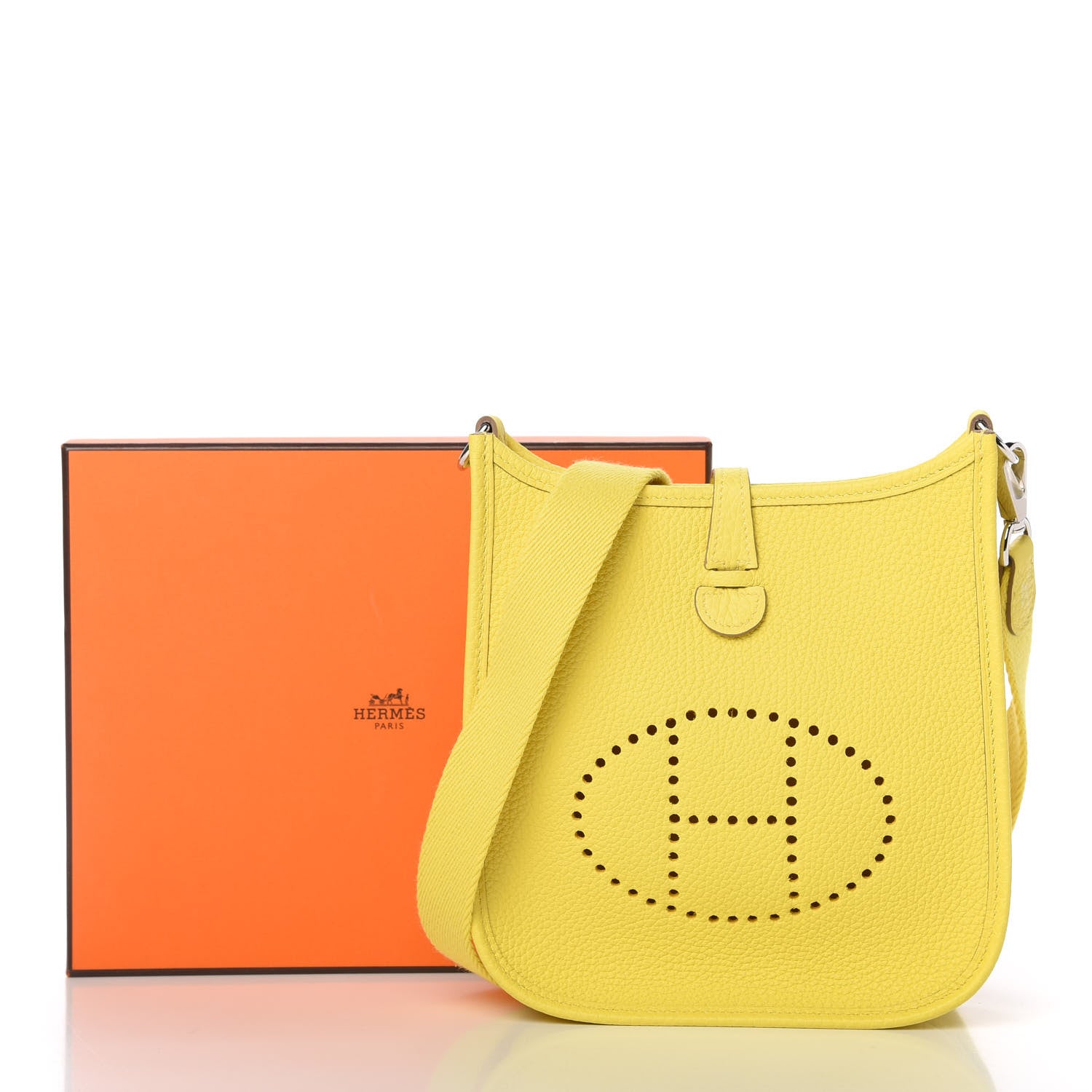 Hermes Taurillon Clemence Evelyne TPM Lime 10 of 10