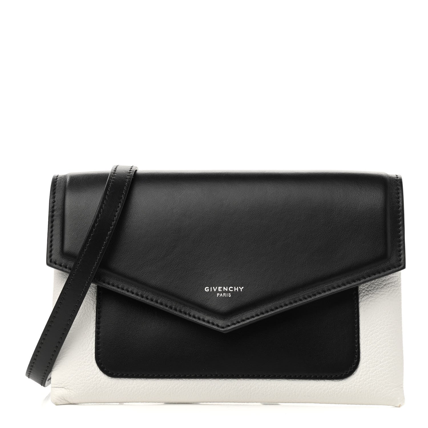 Givenchy Calfskin Duetto Crossbody Bag White Black 1 of 10