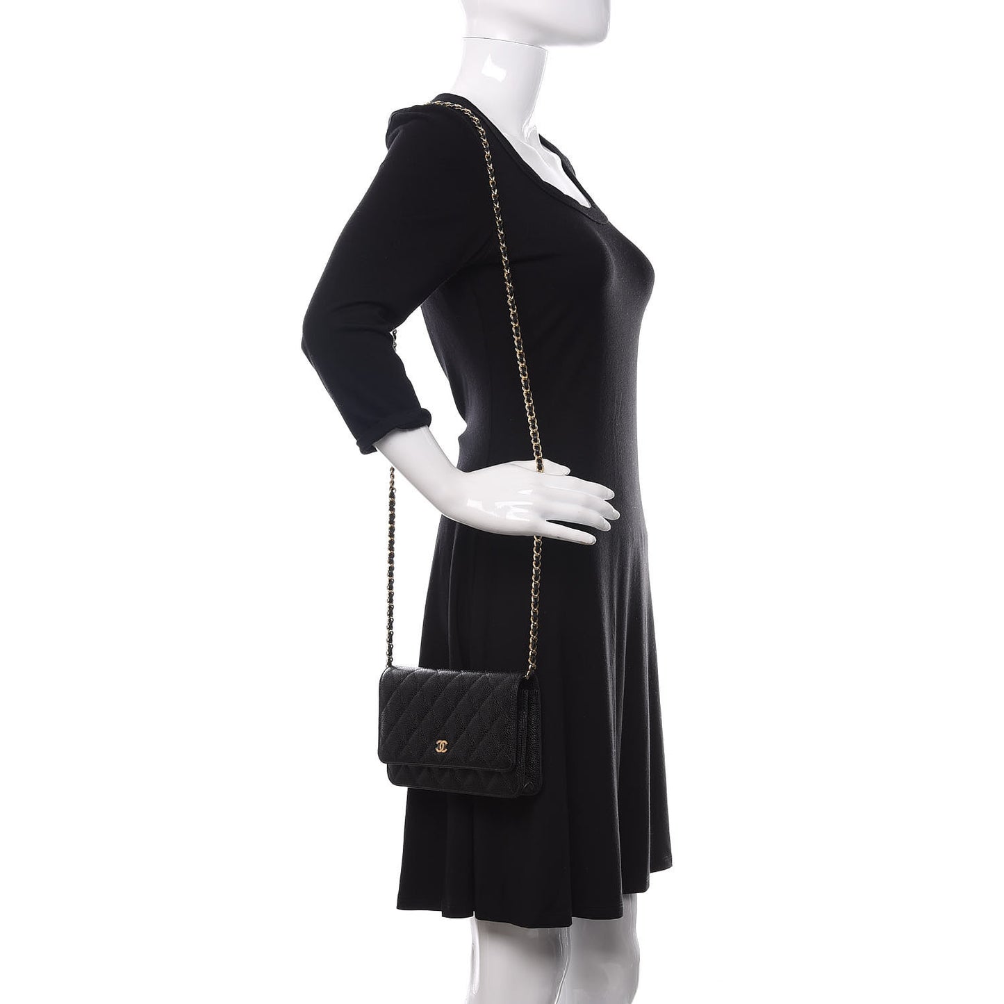 Caviar Quilted Wallet On Chain WOC Black