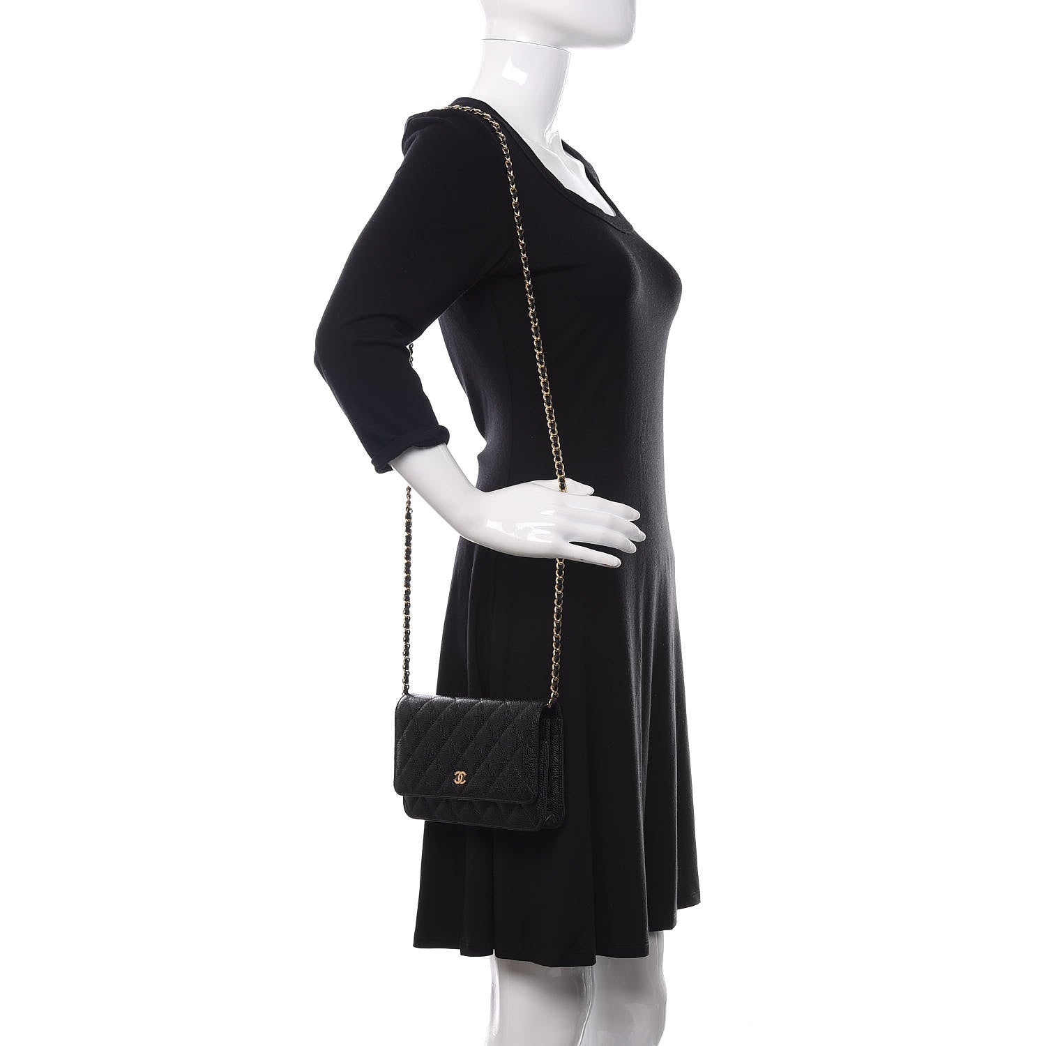 Chanel Caviar Quilted Wallet On Chain WOC Black 2 of 12