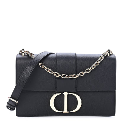 Christian Dior Grained Calfskin Embossed 30 Montaigne Chain Flap Bag Black 1 of 10