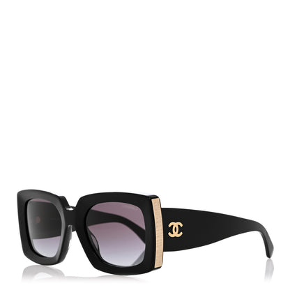 Chanel Acetate Rectangle Sunglasses 5435 Black 1 of 9