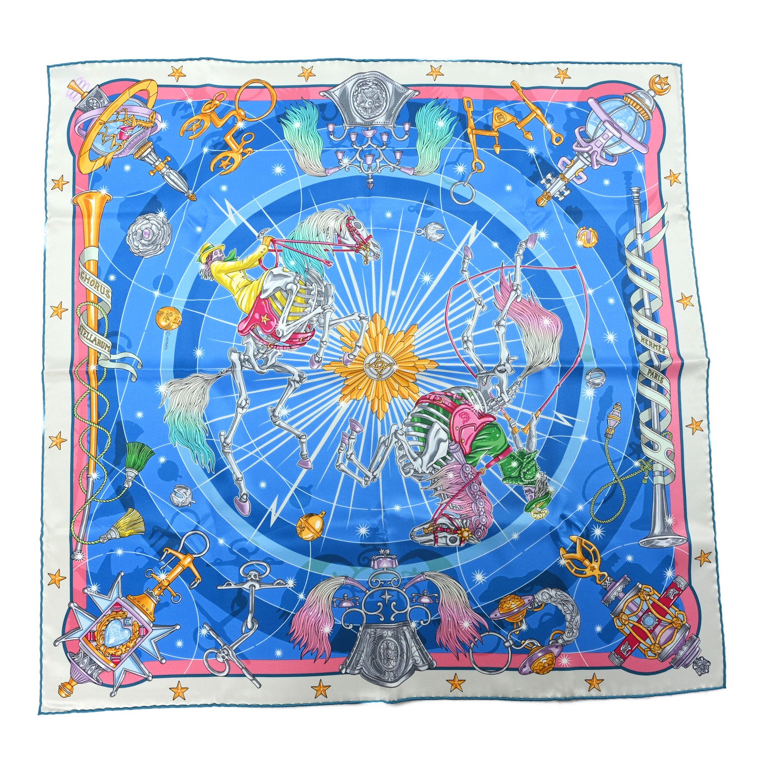 Hermes Silk Chorus Stellarum 70  Gris Perle Bleu Azur 1 of 3