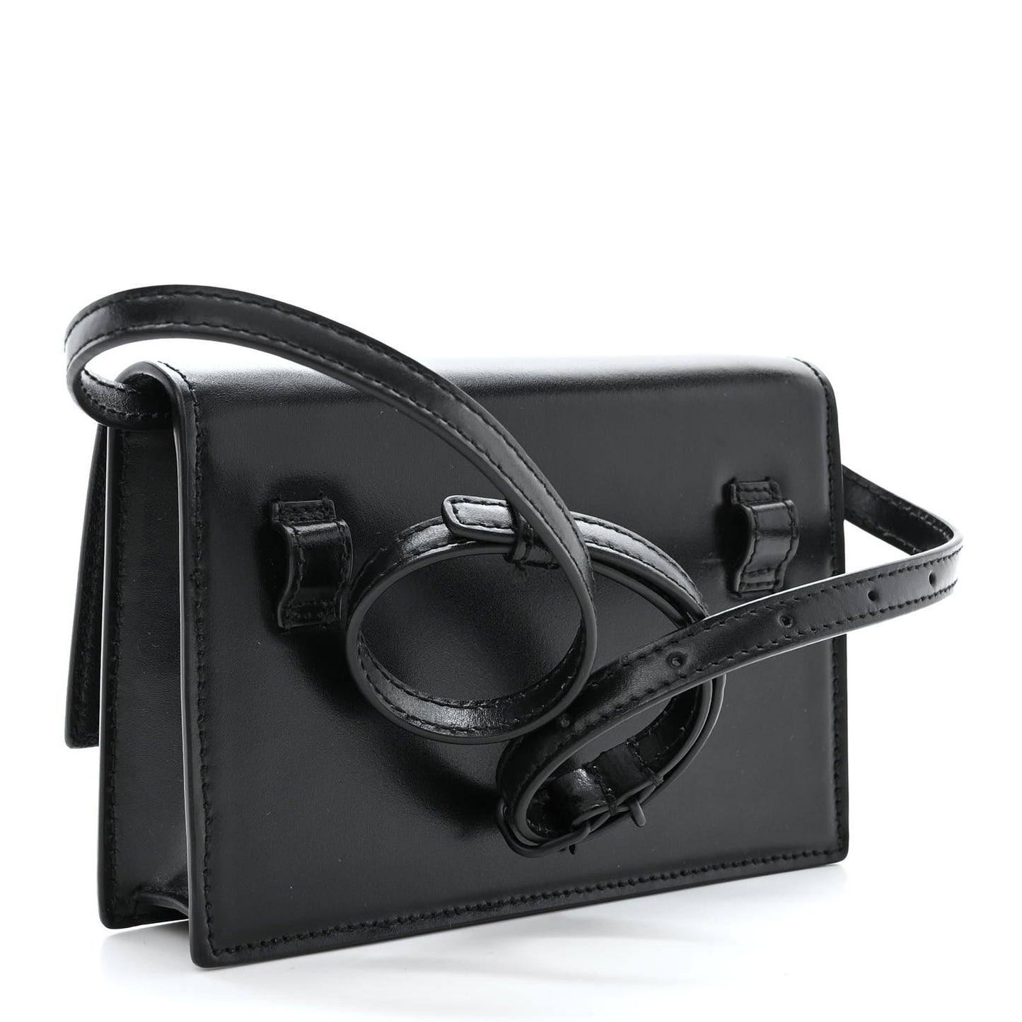 Shiny Box Calfskin Monochrome XS Sharp Belt Bag Black