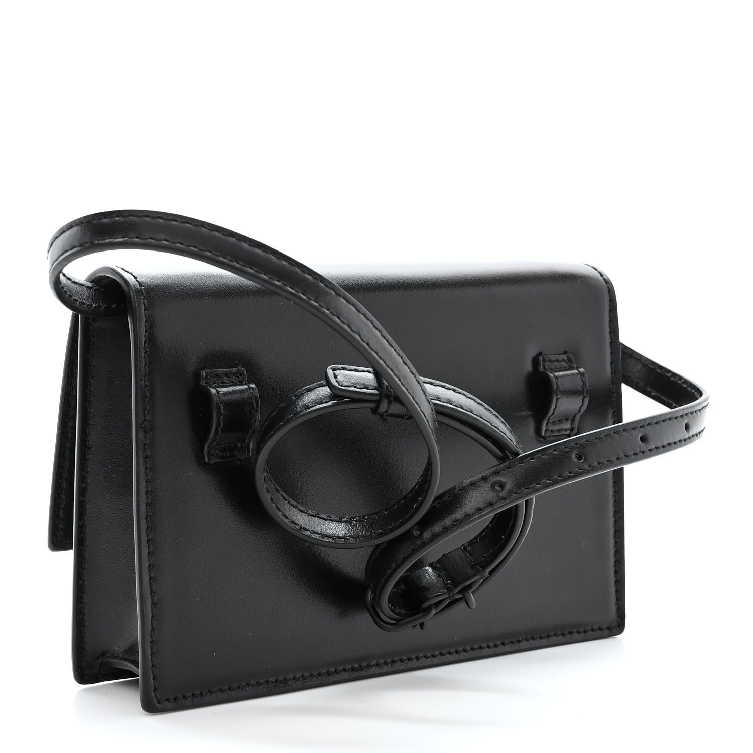Balenciaga Shiny Box Calfskin Monochrome XS Sharp Belt Bag Black 6 of 15