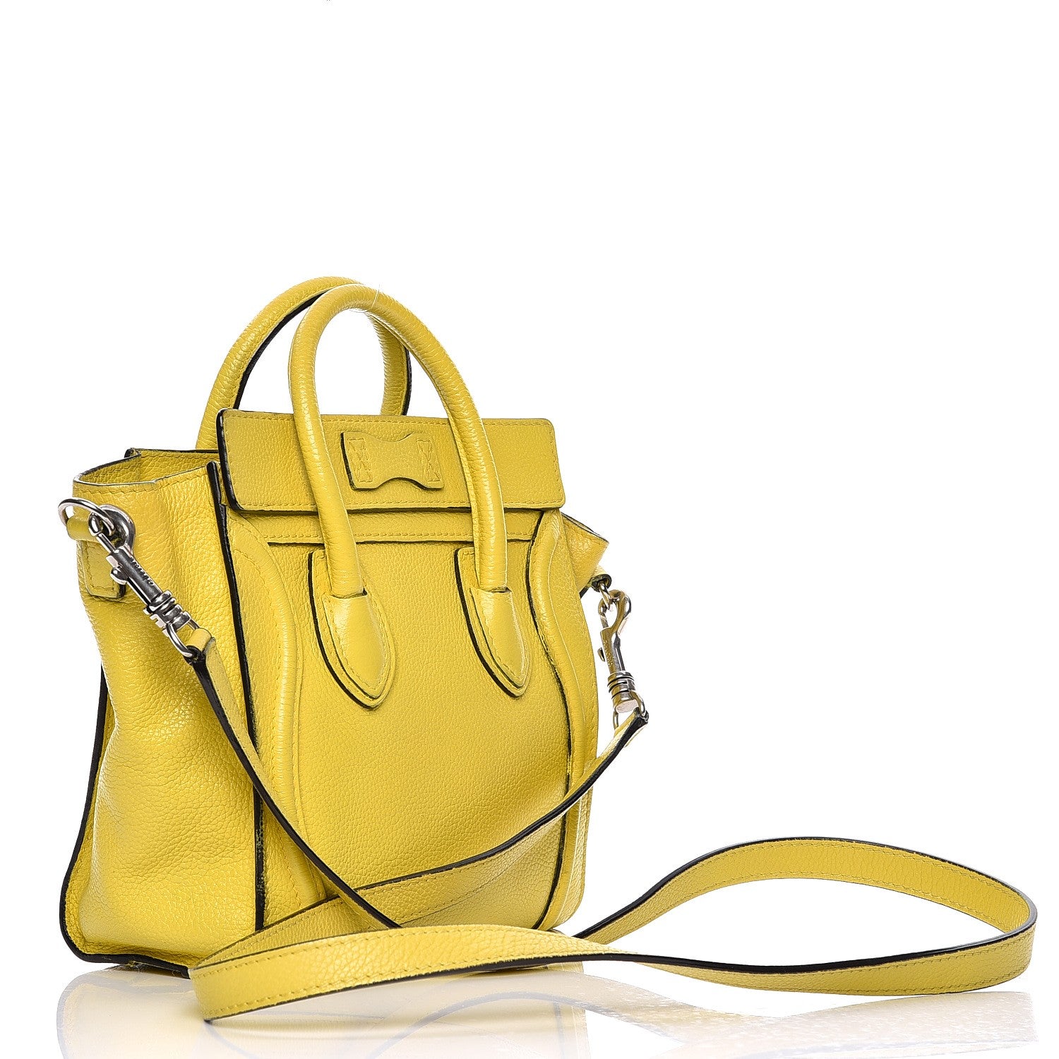 Celine Drummed Calfskin Nano Luggage Citron 3 of 18