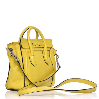 Celine Drummed Calfskin Nano Luggage Citron 3 of 18
