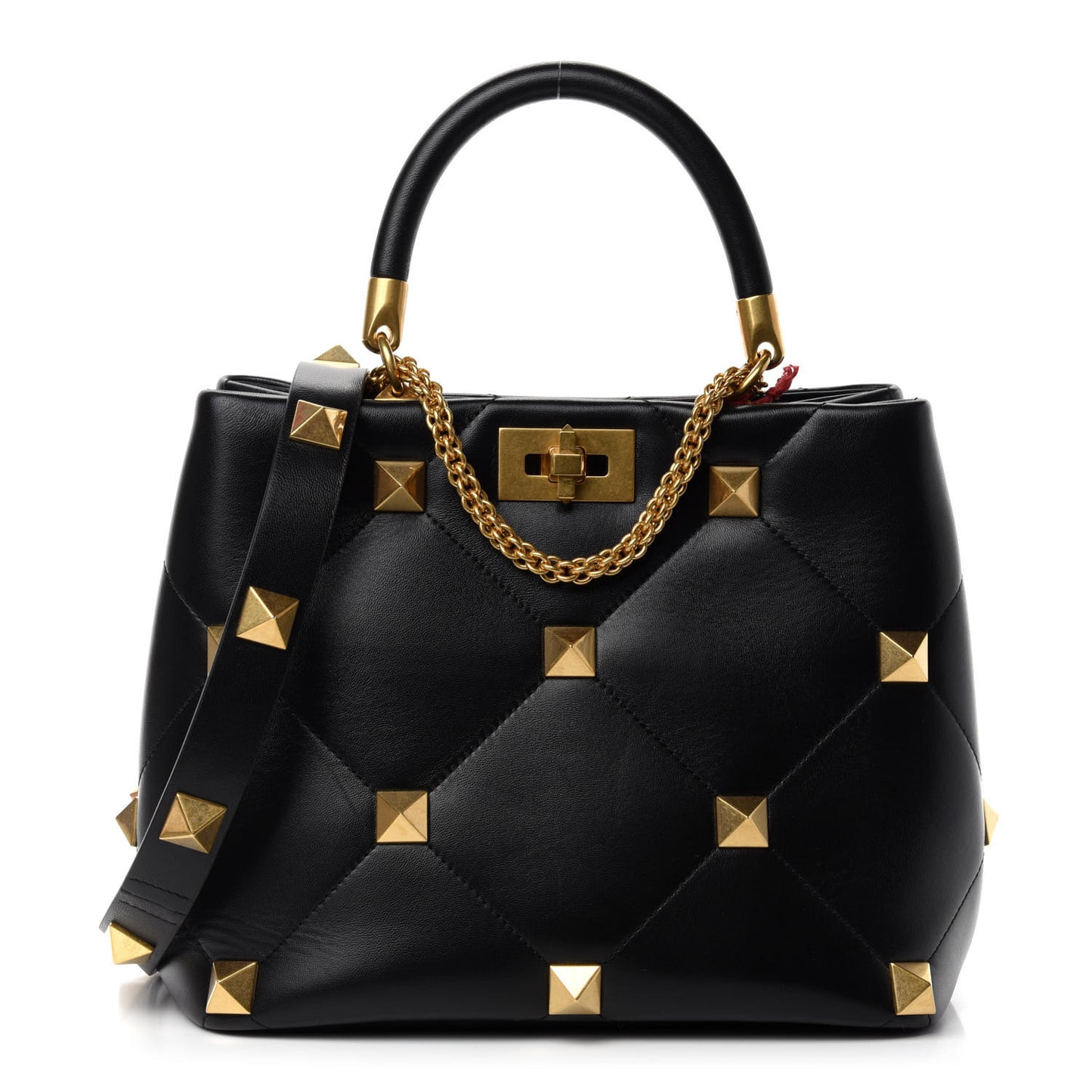 Nappa Roman Stud The Handle Bag Black