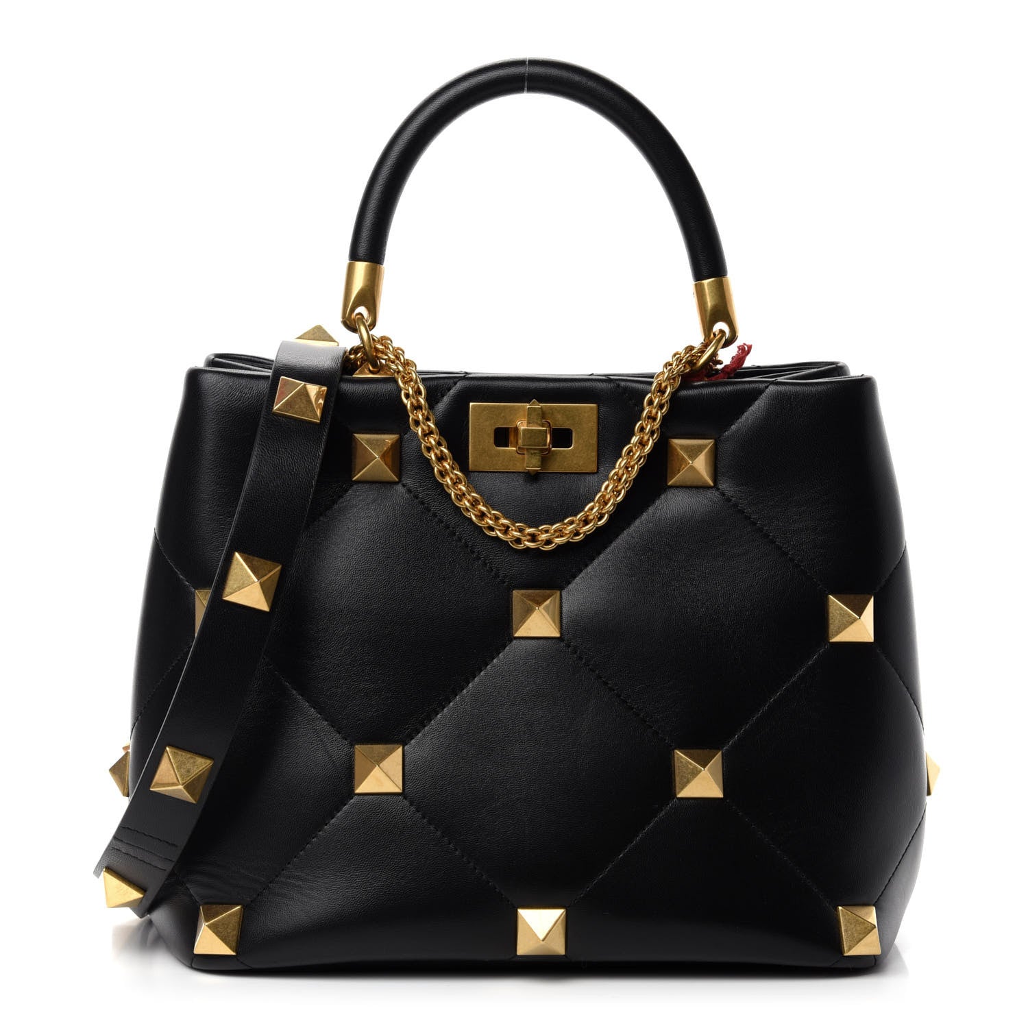 Valentino Garavani Nappa Roman Stud The Handle Bag Black 1 of 10