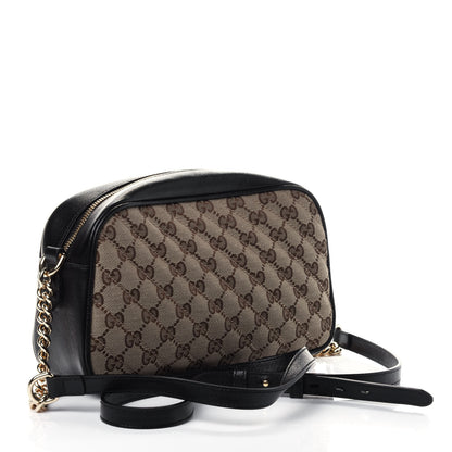 Gucci Monogram Matelasse Diagonal Small GG Marmont Chain Shoulder Bag Beige Black 2 of 4
