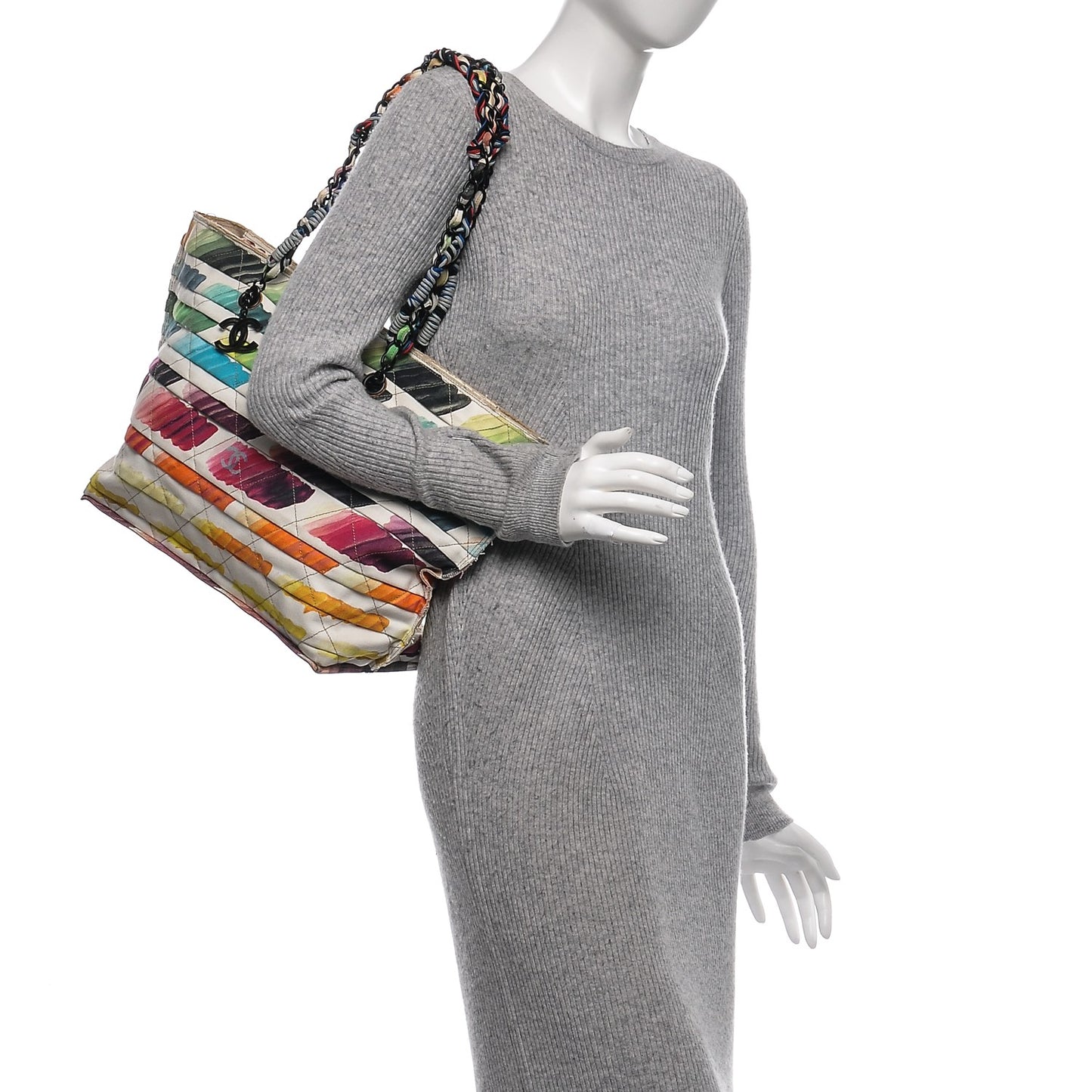 Canvas Colorama Large Zip Shopping Tote Multicolor