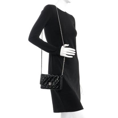 Chanel Patent Quilted Brilliant Wallet On Chain WOC Black 2 of 9