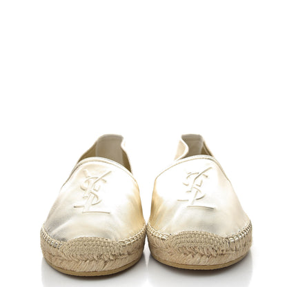 Saint Laurent Metallic Lambskin Monogram Espadrilles 39.5 Gold 2 of 10