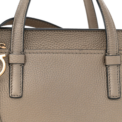 Salvatore Ferragamo Metallic Hammered Calfskin Double Handle Small Amy Tote Graphite 8 of 13